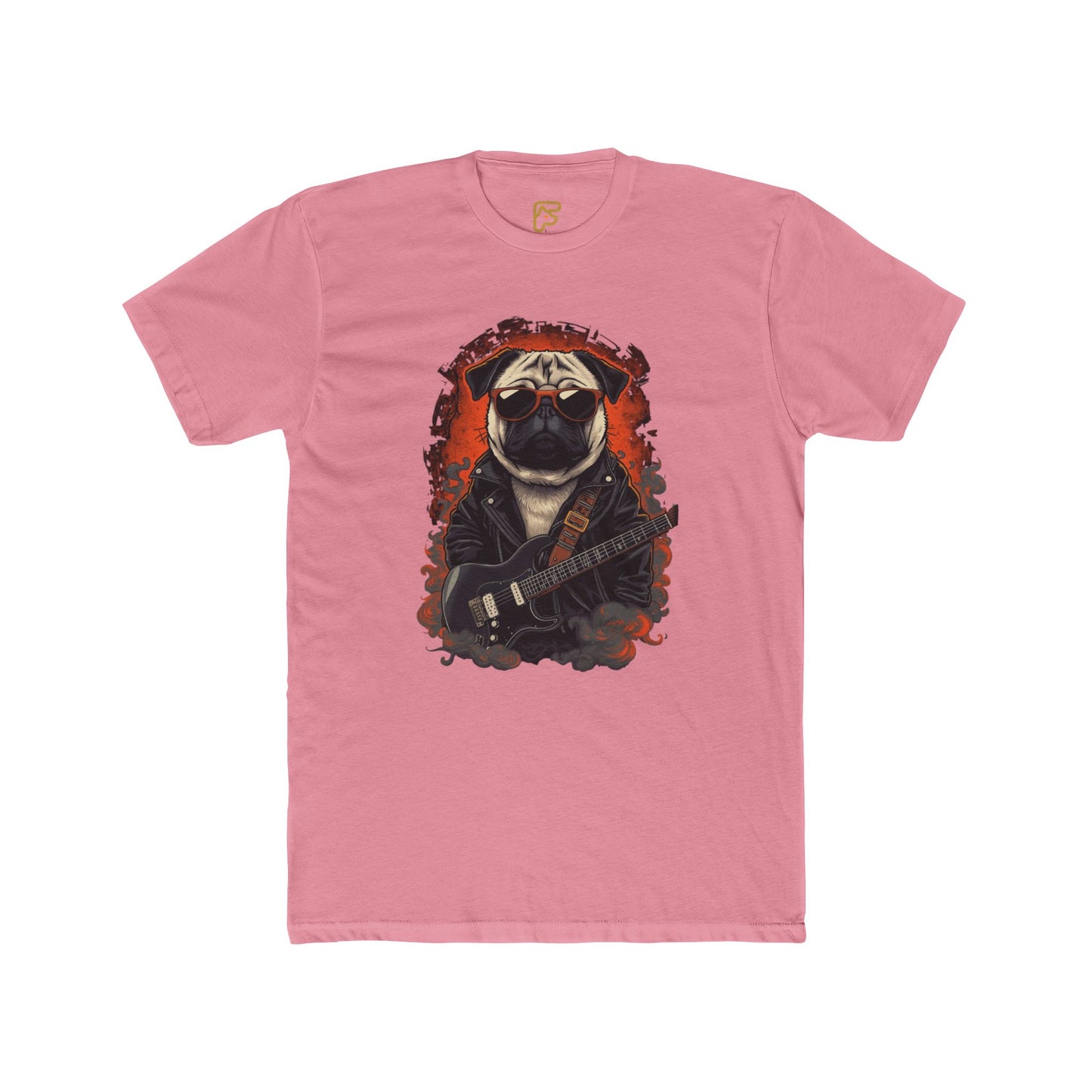 Pug Rocker Graphic Tee — Guitar-Playing Pug Band Shirt