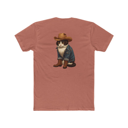 Cowboy Cat T‑Shirt — Western Cat Graphic Tee with Pocket Logo