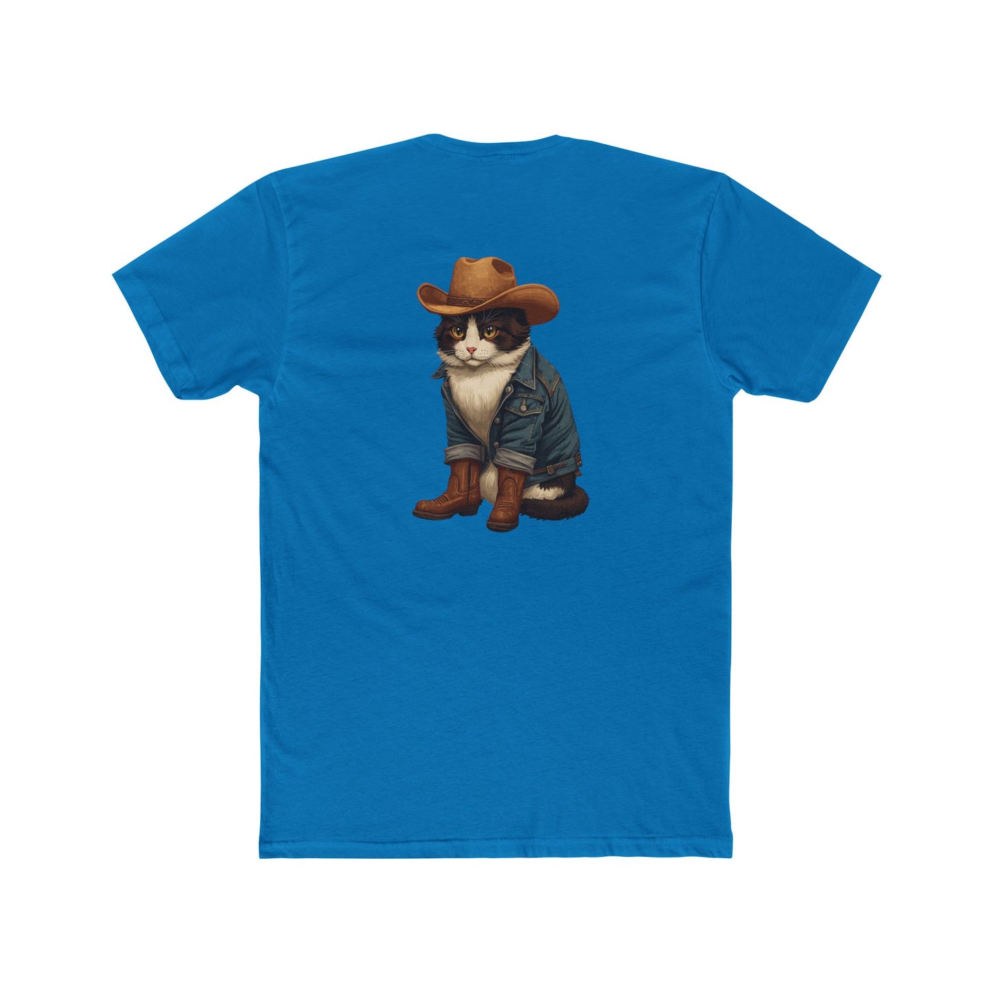 Cowboy Cat T‑Shirt — Western Cat Graphic Tee with Pocket Logo