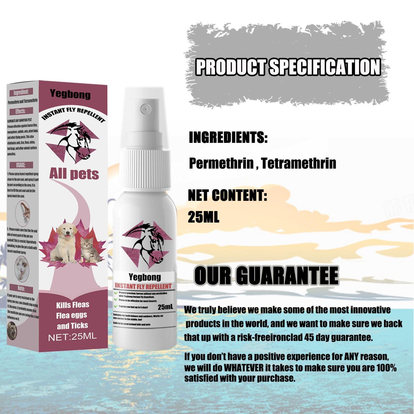 Herbal Pet Grooming Spray for Dogs & Cats – Soothing Coat Care & Insect Repellent Mist