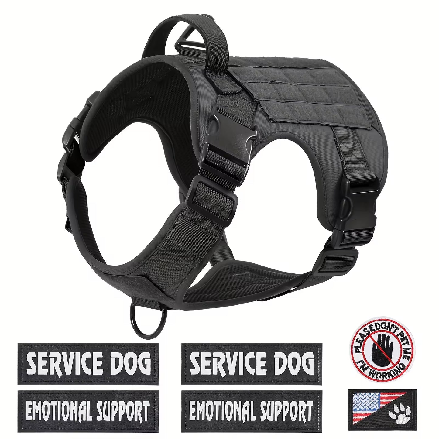 Adjustable Reflective Tactical Dog Harness – Heavy-Duty Service & Training Vest
