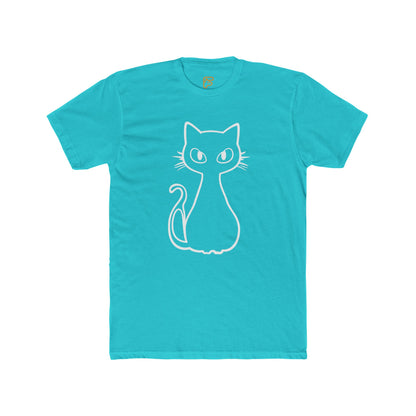 Minimal Outline Cat T-Shirt — Cute Line Art Kitty Tee