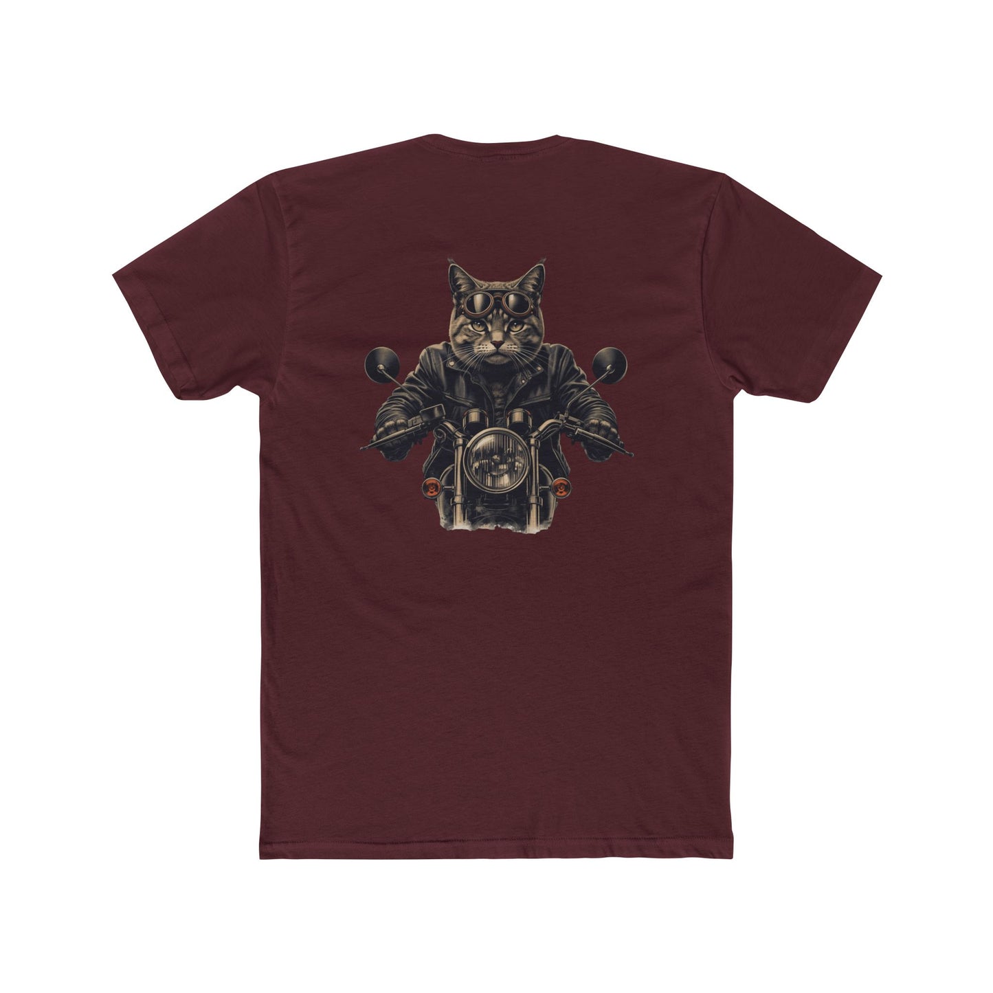 Biker Cat T‑Shirt — Motorcycle Riding Cat Graphic Tee