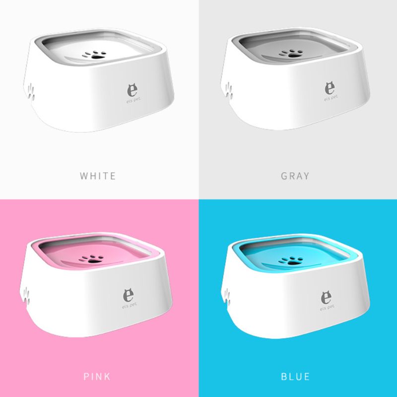 Portable Floating Dog Water Bowl – 1.5L Splash-Proof Travel Pet Bowl (White/Gray/Blue/Pink)