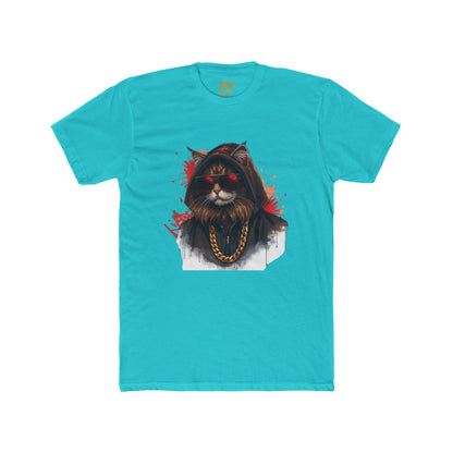 Cat Gangster T‑Shirt — Hooded Cat with Gold Chain Graphic Tee