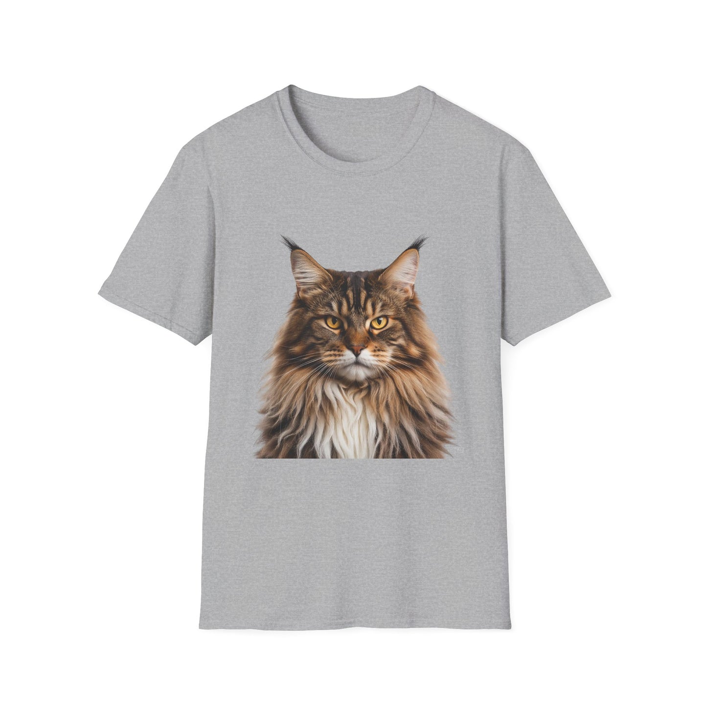Maine Coon Cat Portrait T-Shirt — Realistic Brown Tabby Cat Tee