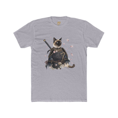 Samurai Cat Graphic Tee — Cute Warrior Cat T-Shirt with Sword & Cherry Blossoms