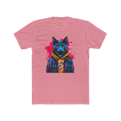 Cat Noir Streetwear T-Shirt — Blue Cat in Hoodie Graphic Tee