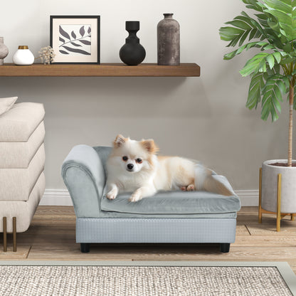 Luxury Dog Sofa Bed with Hidden Storage – Small Pet Couch with Soft Foam Cushion, Pale Gray, for Cats & Dogs up to 22 lbs