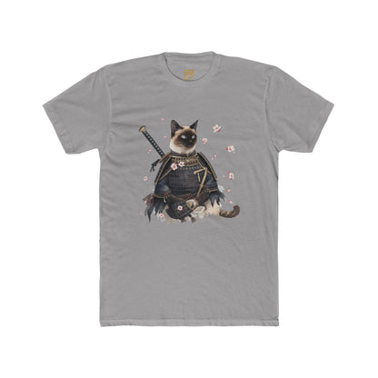 Samurai Cat Graphic Tee — Cute Warrior Cat T-Shirt with Sword & Cherry Blossoms