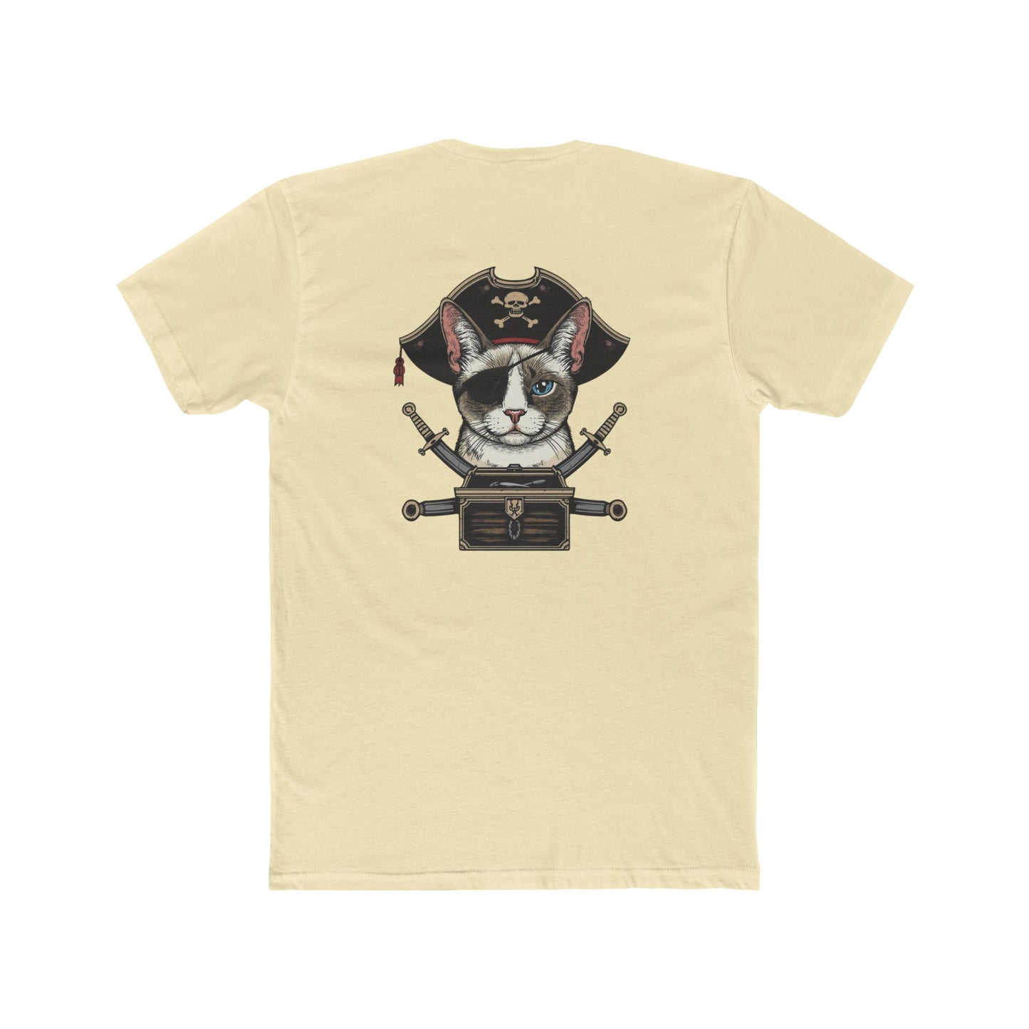Pirate Cat Graphic Tee — Novelty Cat Pirate Skull & Crossed Cutlasses T-Shirt