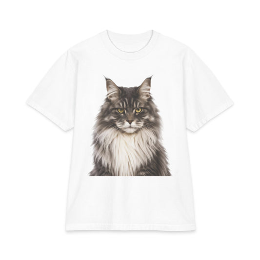 Maine Coon Portrait T‑Shirt — Realistic Cat Face Graphic Tee