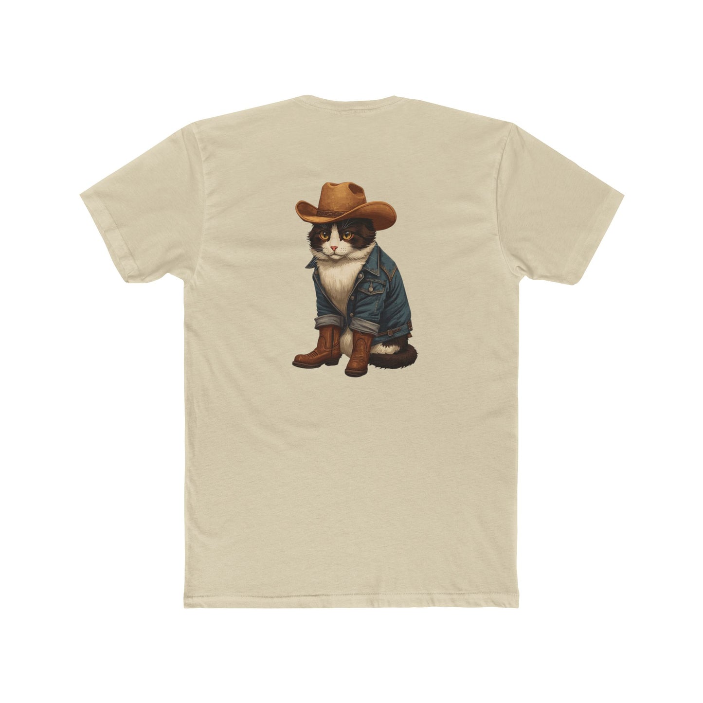 Cowboy Cat T‑Shirt — Western Cat Graphic Tee with Pocket Logo