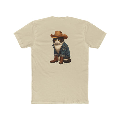 Cowboy Cat T‑Shirt — Western Cat Graphic Tee with Pocket Logo