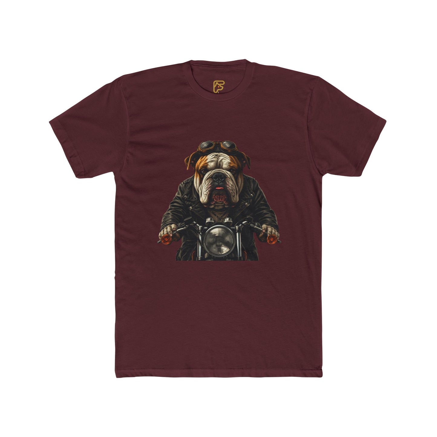 Bulldog Biker T‑Shirt — Motorcycle Dog Graphic Tee