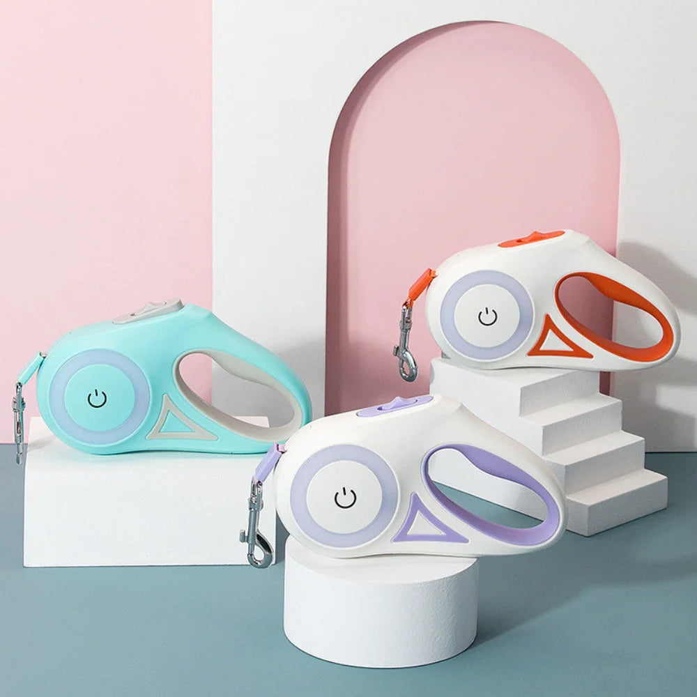 Retractable Dog Leash with LED Light – 3M / 5M Automatic Pet Lead