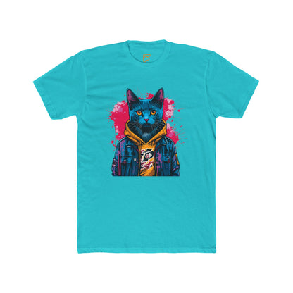 Cat Noir Streetwear T-Shirt — Blue Cat in Hoodie Graphic Tee