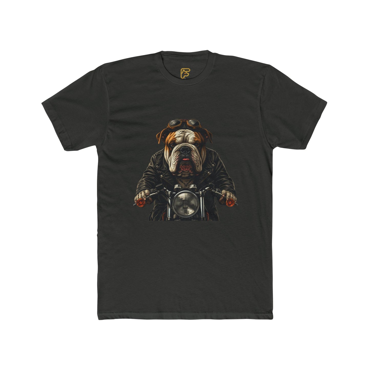 Bulldog Biker T‑Shirt — Motorcycle Dog Graphic Tee