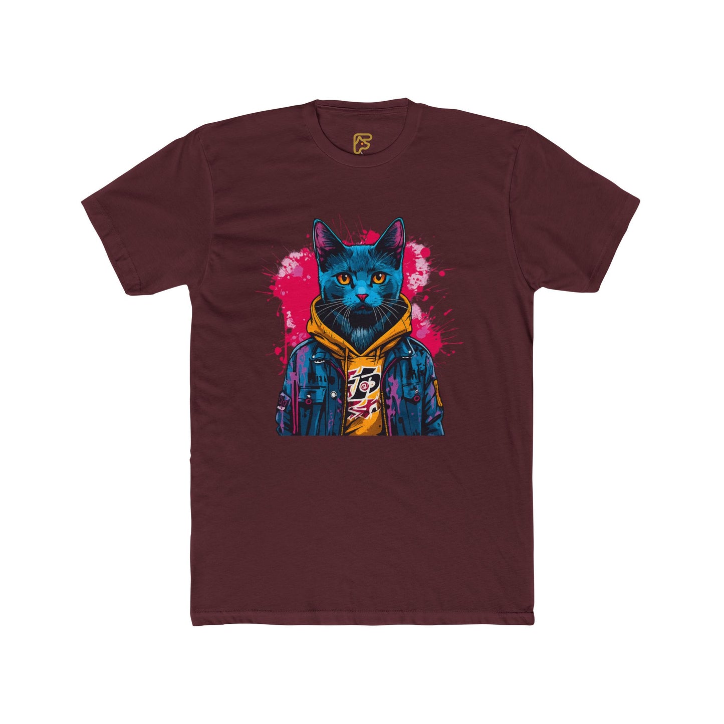 Cat Noir Streetwear T-Shirt — Blue Cat in Hoodie Graphic Tee