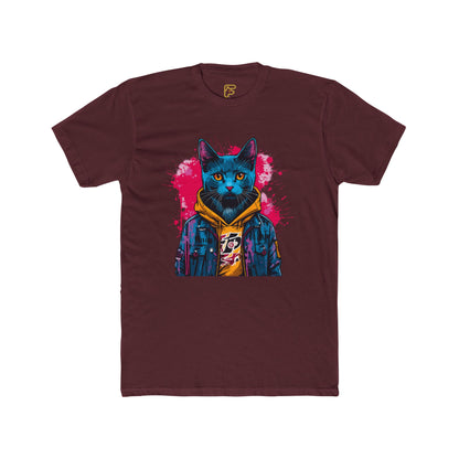 Cat Noir Streetwear T-Shirt — Blue Cat in Hoodie Graphic Tee