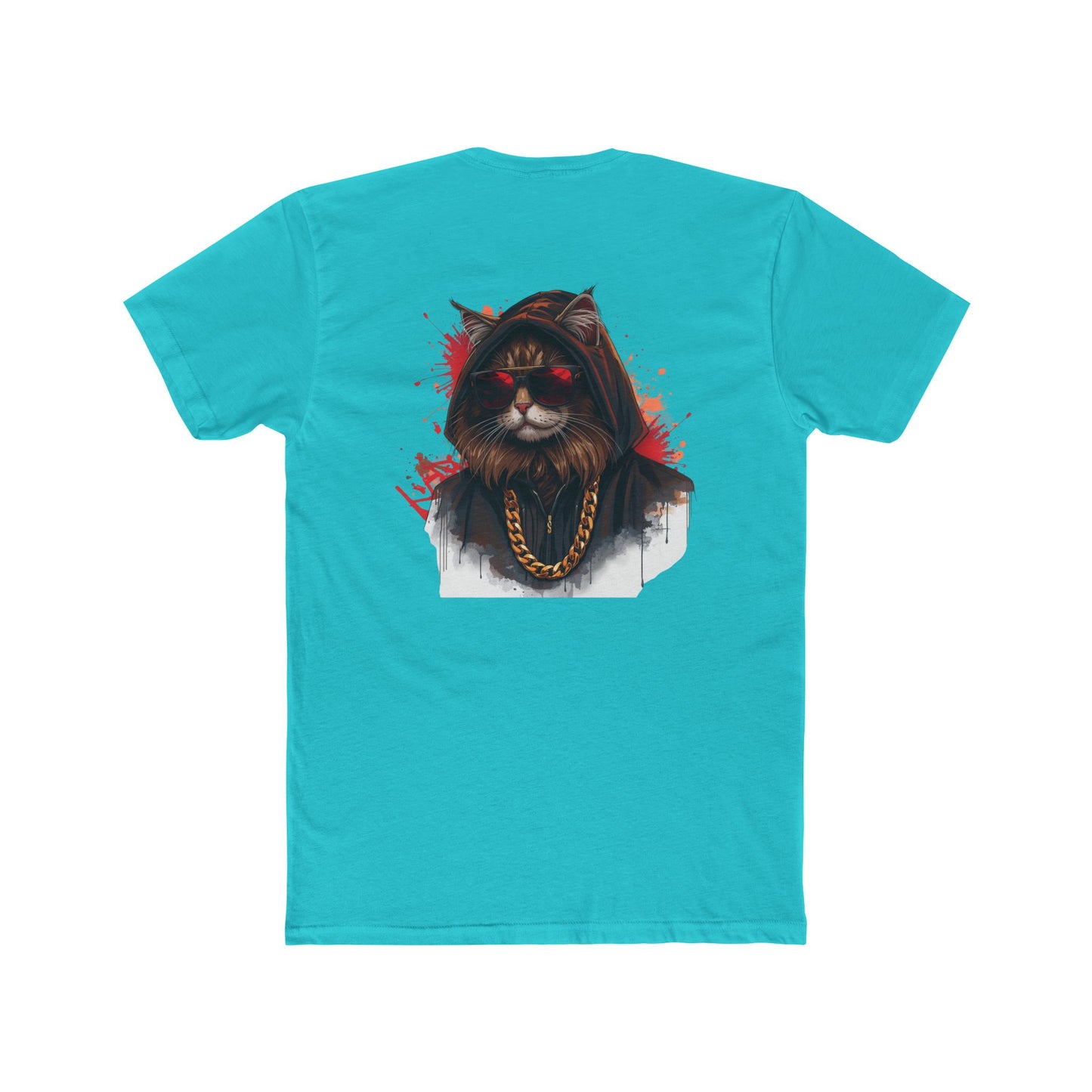 Cat Portrait Tee — Urban Streetwear Cat with Gold Chain Graphic T-Shirt