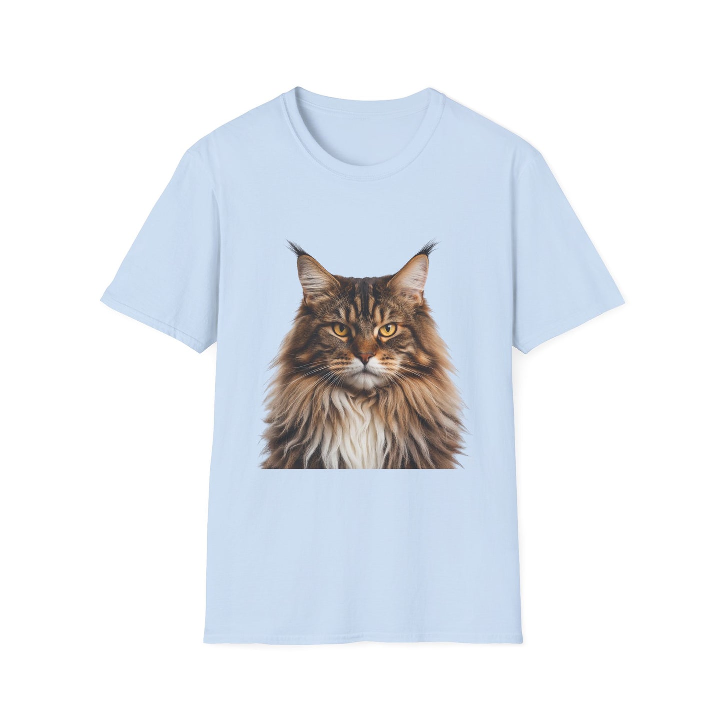 Maine Coon Cat Portrait T-Shirt — Realistic Brown Tabby Cat Tee