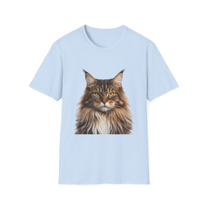 Maine Coon Cat Portrait T-Shirt — Realistic Brown Tabby Cat Tee