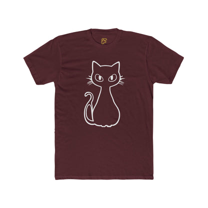 Minimal Outline Cat T-Shirt — Cute Line Art Kitty Tee