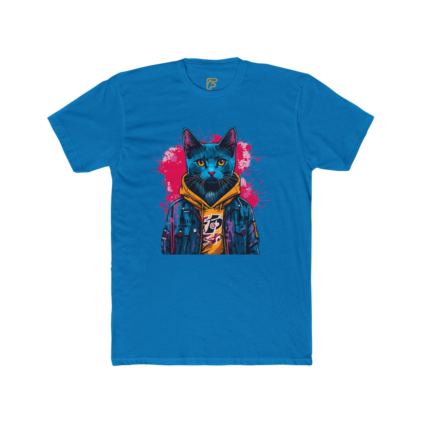 Cat Noir Streetwear T-Shirt — Blue Cat in Hoodie Graphic Tee