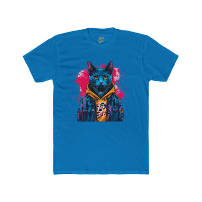 Cat Noir Streetwear T-Shirt — Blue Cat in Hoodie Graphic Tee