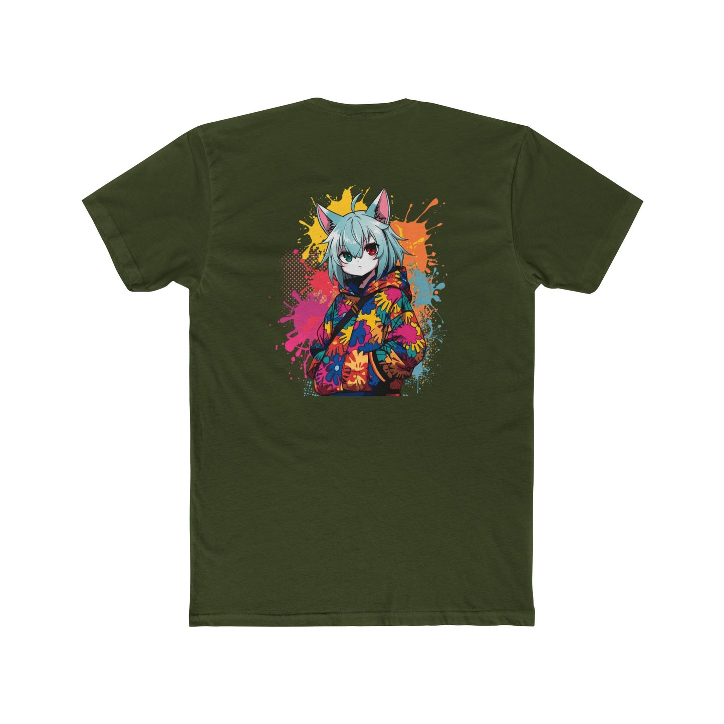 Anime Cat Girl Tee — Colorful Streetwear Graphic T-Shirt