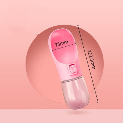 All-in-One Dog Travel Water Bottle & Food Container – Leak-Proof Portable Pet Dispenser, 458ml, Compact for Walks & Hiking