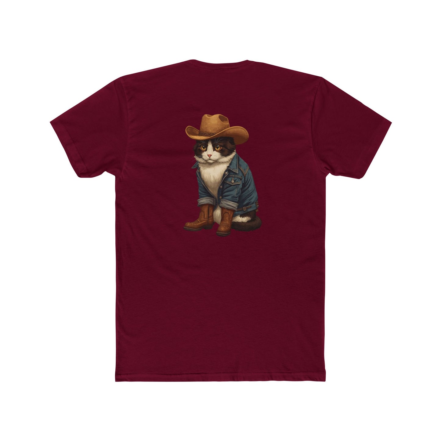 Cowboy Cat T‑Shirt — Western Cat Graphic Tee with Pocket Logo