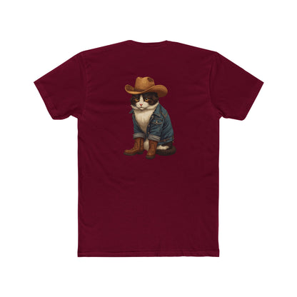 Cowboy Cat T‑Shirt — Western Cat Graphic Tee with Pocket Logo