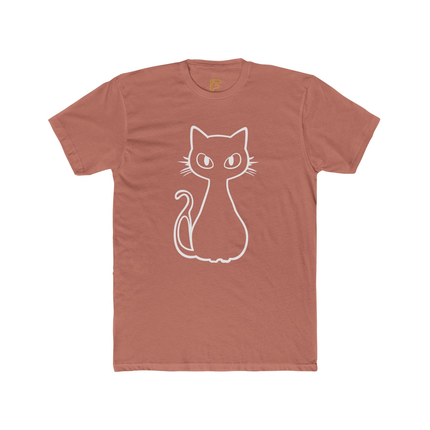 Minimal Outline Cat T-Shirt — Cute Line Art Kitty Tee