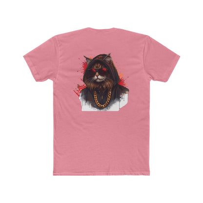 Cat Portrait Tee — Urban Streetwear Cat with Gold Chain Graphic T-Shirt
