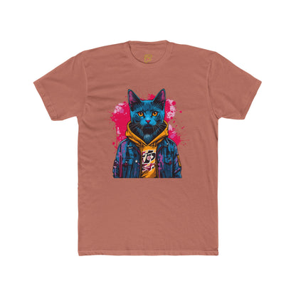 Cat Noir Streetwear T-Shirt — Blue Cat in Hoodie Graphic Tee