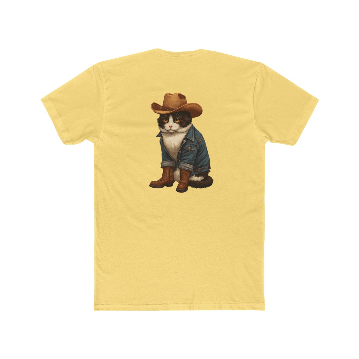 Cowboy Cat T‑Shirt — Western Cat Graphic Tee with Pocket Logo
