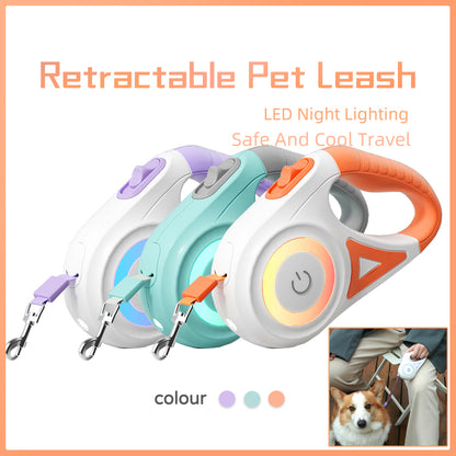 Retractable Dog Leash with Spotlight – Automatic 3m/5m Pet Traction Rope with One-Button Brake for Small & Medium Dogs
