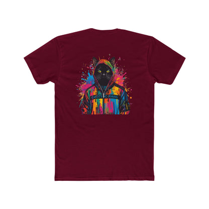 Cat Hoodie Art T‑Shirt — Colorful Black Cat Graphic Tee