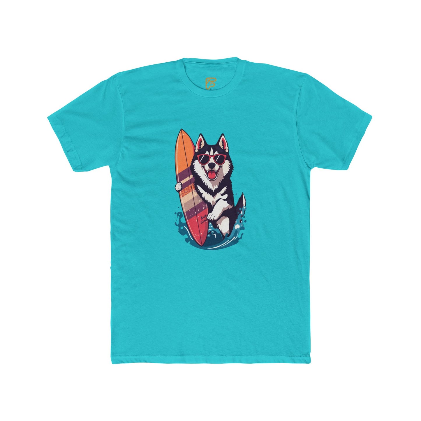 Surfing Husky Graphic Tee — Cute Dog Surfboard T-Shirt