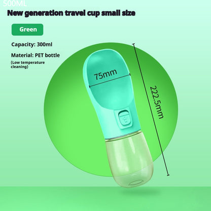 All-in-One Dog Travel Water Bottle & Food Container – Leak-Proof Portable Pet Dispenser, 458ml, Compact for Walks & Hiking