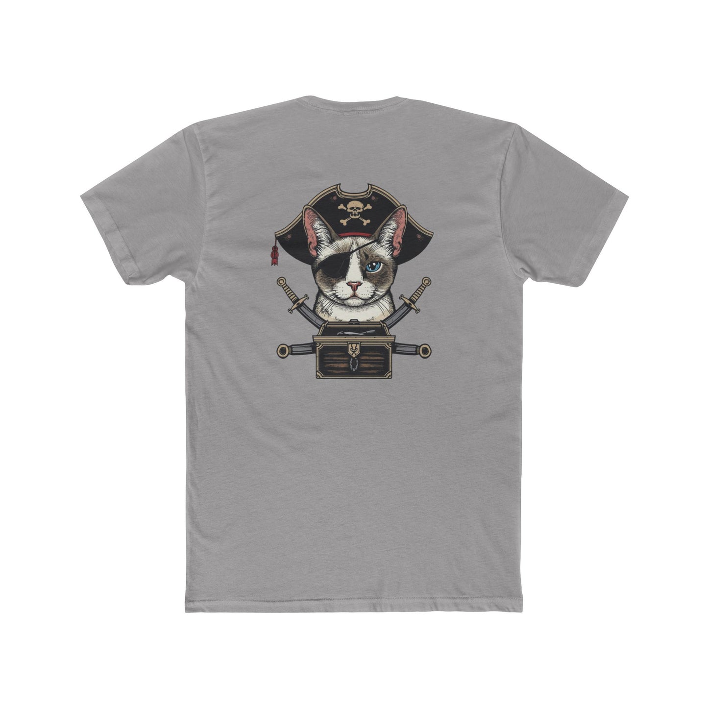 Pirate Cat Graphic Tee — Novelty Cat Pirate Skull & Crossed Cutlasses T-Shirt