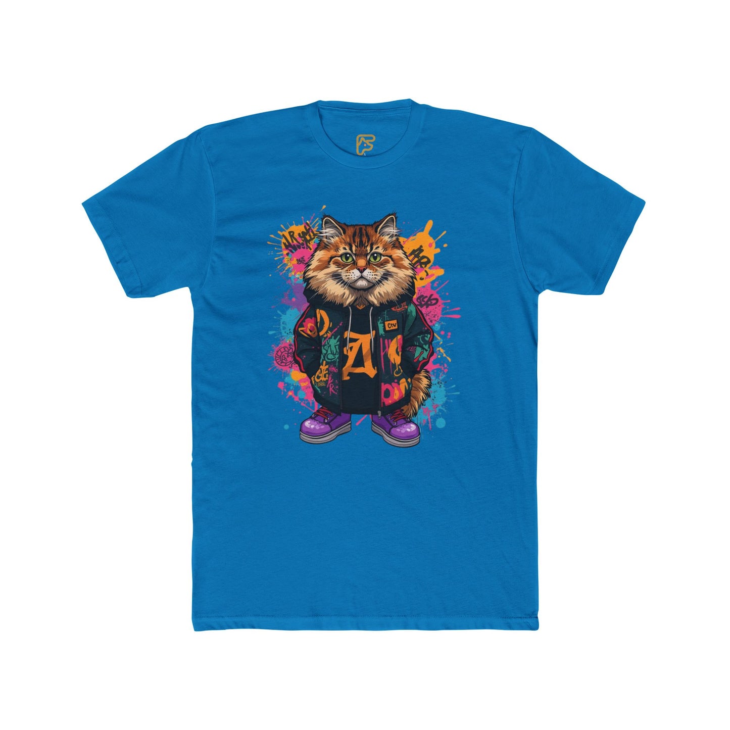 Street Style Cat Graphic Tee — Colorful Urban Cat Print T-Shirt