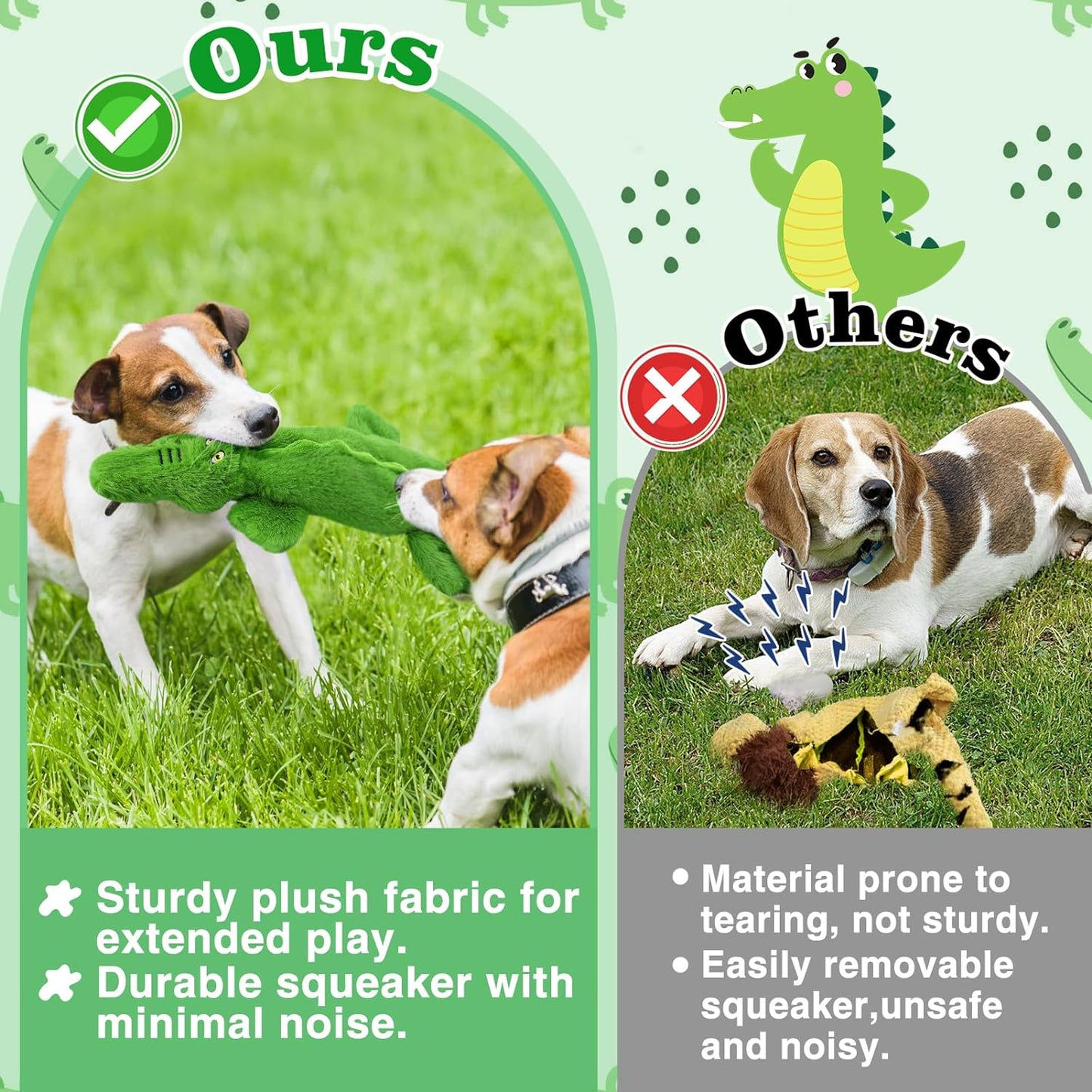 No-Stuffing Squeaky Dog Toy – Durable Plush for Aggressive Chewers