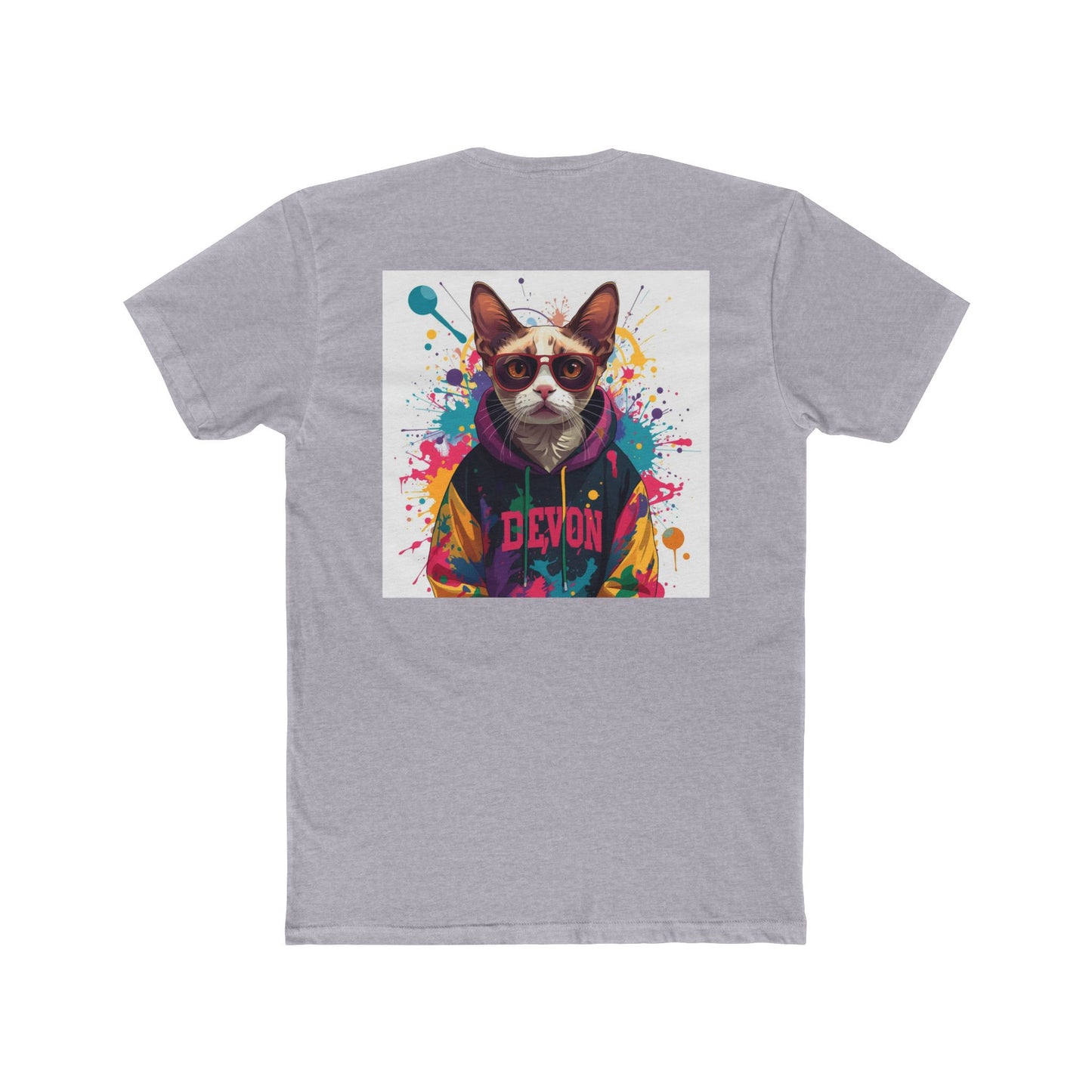 Cat Portrait Tee — Colorful Streetwear Cat Graphic Shirt (Back Print)