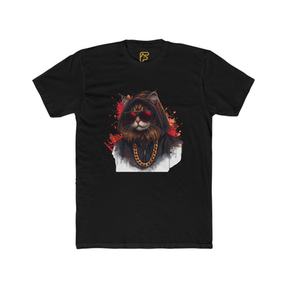 Cat Gangster T‑Shirt — Hooded Cat with Gold Chain Graphic Tee