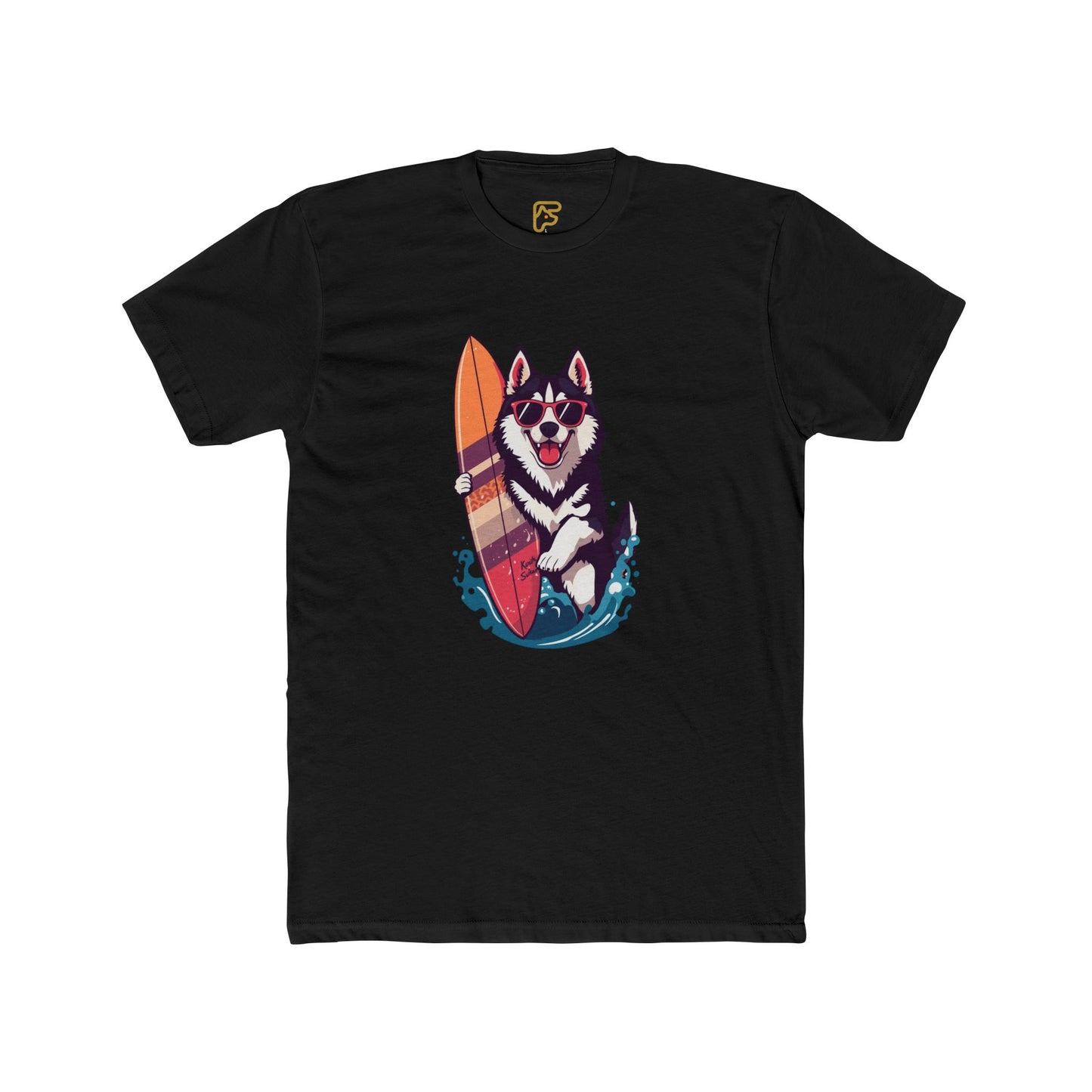 Surfing Husky Graphic Tee — Cute Dog Surfboard T-Shirt