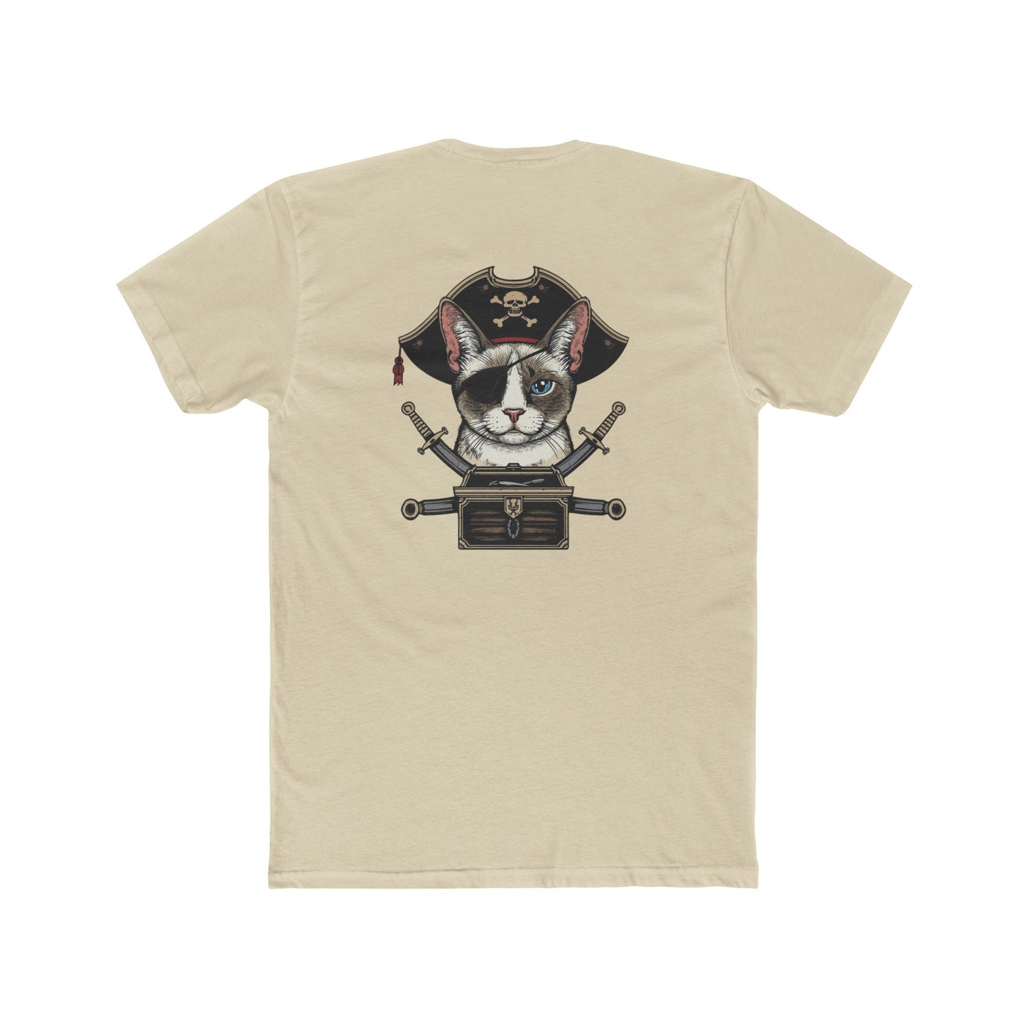 Pirate Cat Graphic Tee — Novelty Cat Pirate Skull & Crossed Cutlasses T-Shirt