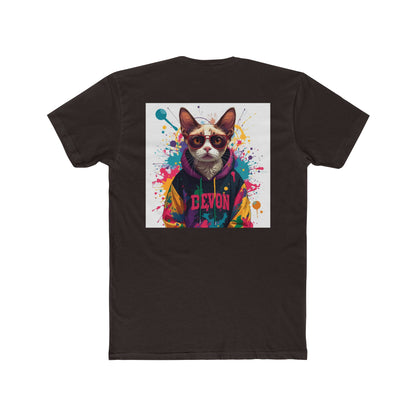 Cat Portrait Tee — Colorful Streetwear Cat Graphic Shirt (Back Print)